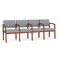 Lesro Lenox Wood 4 Seat Tandem Seating Wood Frame, Cherry, RS Fog Upholstery LW4103 - alternate 1
